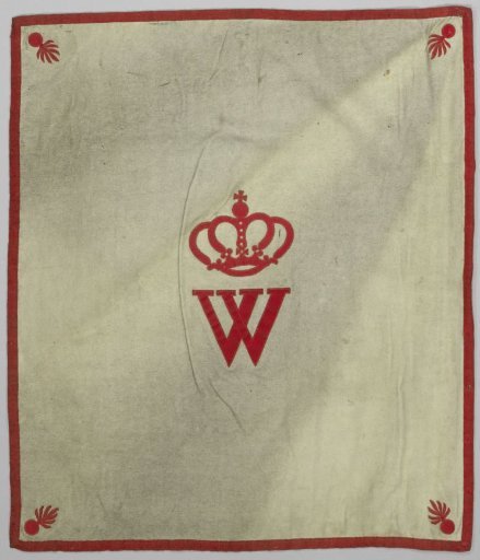 White Directional Flag with Red, Crowned W