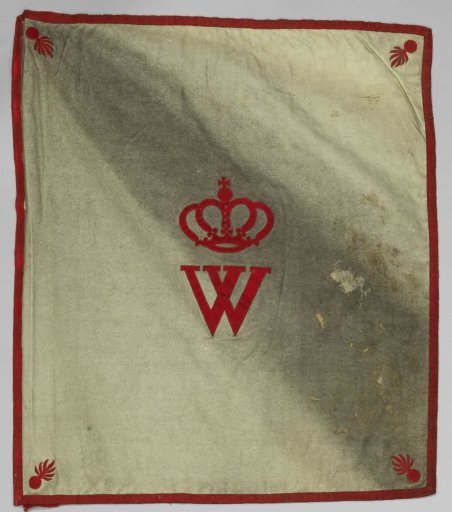 White Directional Flag with Red, Crowned W