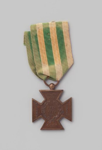 Metal Cross for Volunteers 1830-1831 with green-orange ribbon
