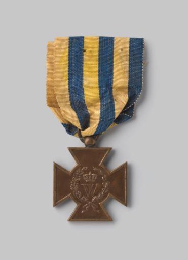Metal Cross 1830-1831 with blue-yellow ribbon