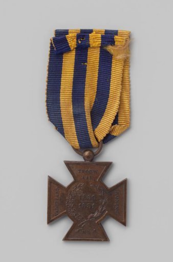 Metal Cross 1830-1831 with blue-yellow ribbon
