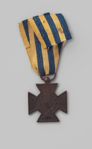 Metal Cross 1830-1831 with blue-yellow ribbon