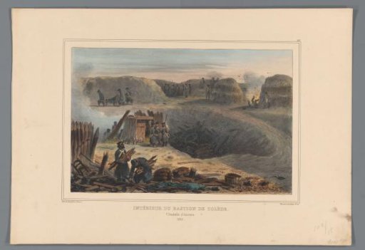 Soldiers inside a bastion, 1832