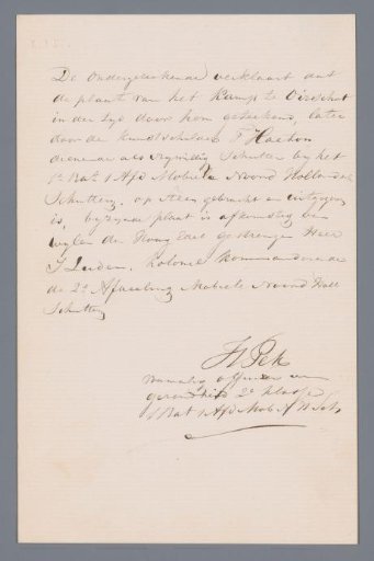 Letter from H. Pek