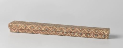 Fan Box with Lid, Made of Thick Paper, Lined on the Outside with Sits Paper with a Checkered Pattern