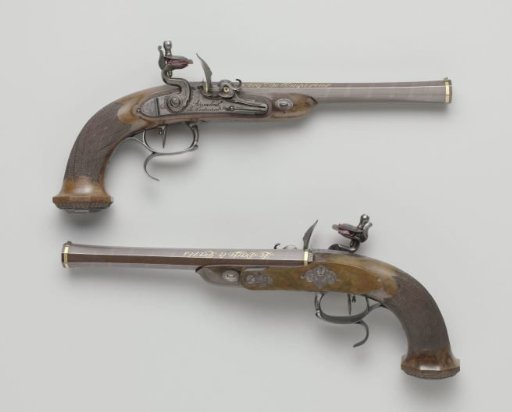Flintlock pistol with battery lock