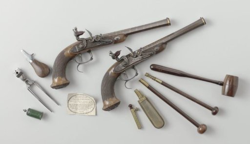 Case for pair of pistols with accessories