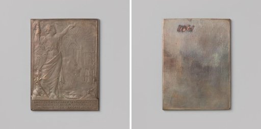 Inauguration of Wilhelmina, Queen of the Netherlands in Amsterdam, plaque presented by the city of Amsterdam