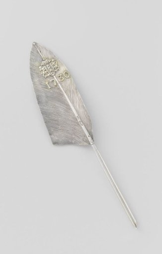 Prize Pen in the Form of a Goose Quill with the Year 1730 and the Coat of Arms of Amsterdam