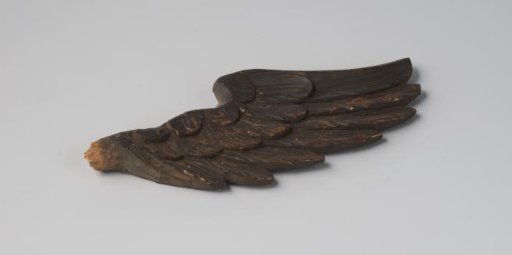 An eagle's wing belonging to a helmet