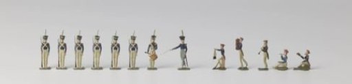 Tin soldiers from the early 19th century, cavalry, infantry and camp table sets
