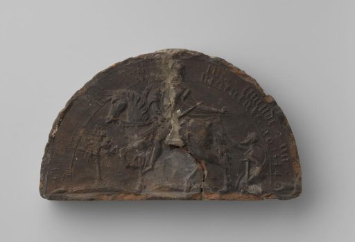 Fireplace surround with a depiction of Saint Martin and the beggar