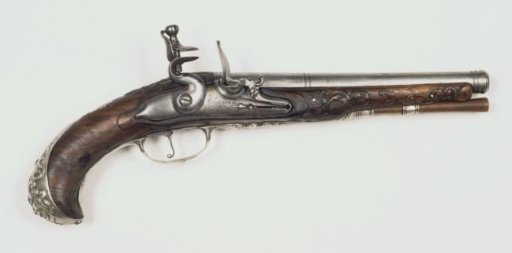 Flintlock pistol with a battery lock