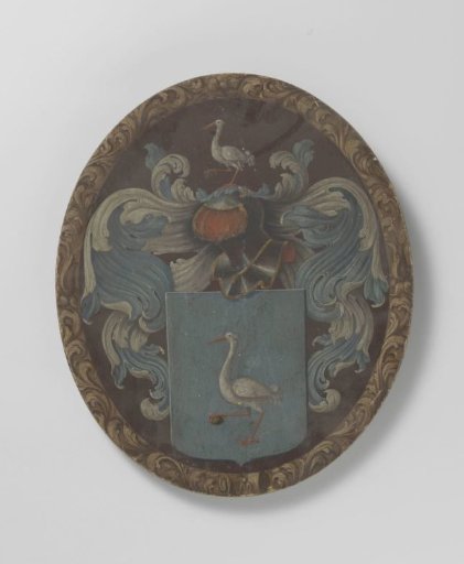 Coat of arms panel with a stork or crane