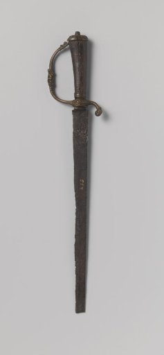 Hunting knife with a wooden hilt