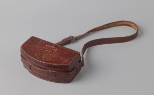 Ammunition pouch of red leather