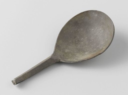 Spoon with an oval bowl and a remnant of a straight stem with a rhombic cross-section