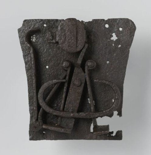 Internal mechanism of a lock, with part of a rusted key