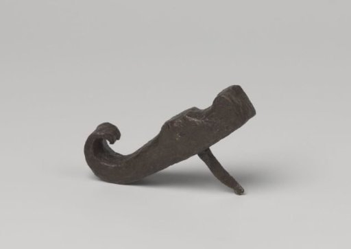 Small iron hammer with a flattened end and an end tapering into a curl