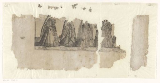 Fragment of a print of ten women dressed according to Italian fashion