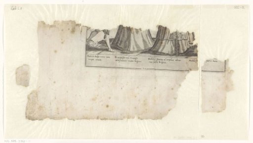 Fragment of a print of two women and two men dressed according to the fashion in Flanders