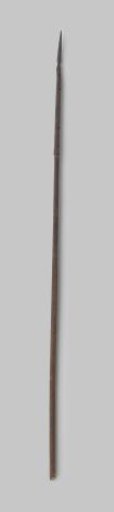 Pike with feathers and wooden shaft