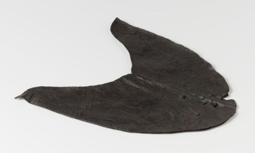 Piece of leather, presumably in the form of an unfinished forepart of a shoe
