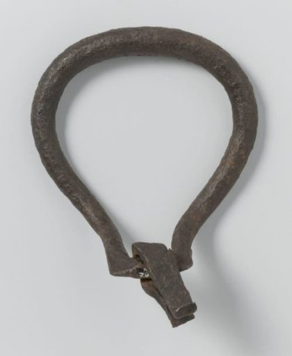 Door handle or knocker with remains of a fixing hook