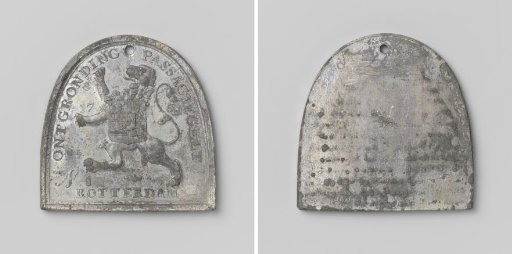 Reclamation at Rotterdam, medal intended as proof for peat carriers, fillers, or tonners to allow peat to be brought in from the newly reclaimed bogs