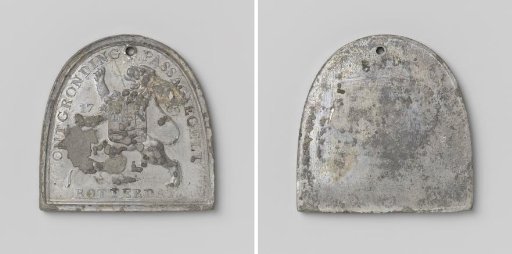 Reclamation at Rotterdam, medal intended as proof for peat carriers, fillers, or tonners to allow peat to be imported from the newly reclaimed bogs