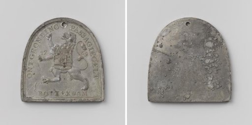 Reclamation of Rotterdam, medal intended as proof for turf carriers, fillers, or tubers to be allowed to bring turf into the newly reclaimed bogs