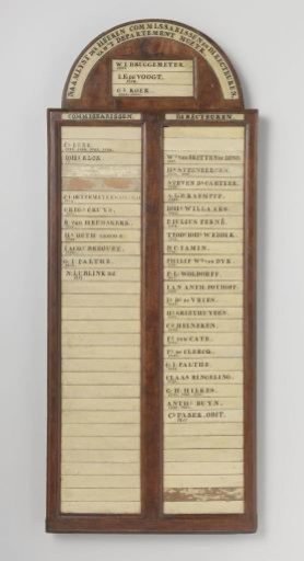 Wooden name list Felix Meritis