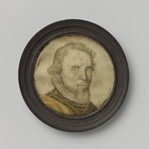 Portrait of Prince Maurice, a medallion embroidered in white silk
