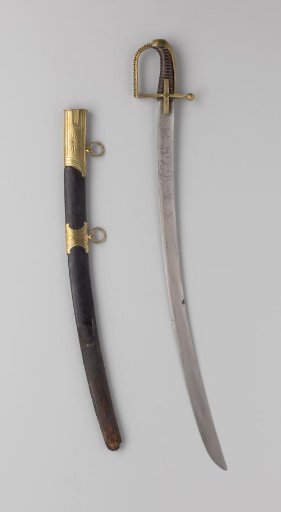 Officer's saber of the cavalry with scabbard and ornament on the knuckle-bow