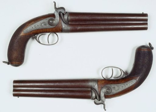 Double-barreled percussion pistol by Mr. B.F. Baron van Heemstra van Froma and Eibersburen