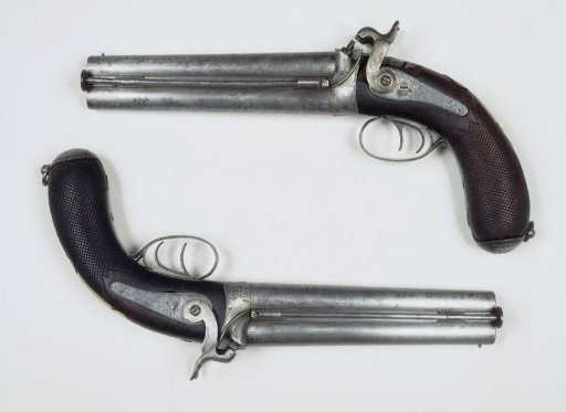 Double-barrelled cavalry pistol with percussion lock