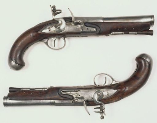 Flintlock pistol with flattened barrel