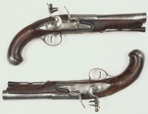 Flintlock pistol with a flattened barrel