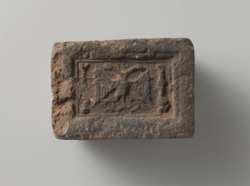Hearth tile with a double-headed eagle and two columns