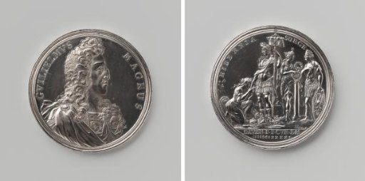 Willem III, Prince of Orange-Nassau, medal struck by mintmaster Pieter Sluysken in Deventer in honor of the submission and pardon of Ireland
