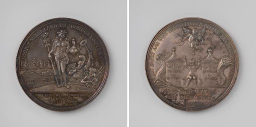 Capture of Bonn, Huy, Limburg, Rheinberg and Geldern, medal distributed in Alkmaar to participants of a lottery for the Alms House