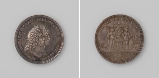 Frederik van Rheede, standard-bearer of Renswoude, and Johannes van den Bergh, mayor of Leiden, commissioners of the States, in honor of their merits in the liberation of Brussels and the preservation