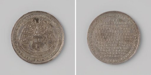 Veere declares itself in favor of the elevation of the Prince of Orange to Stadtholder, medal by Mr. Andries Westerwijk Forsborgh, dean of the St. Lucas Guild, presented to this guild