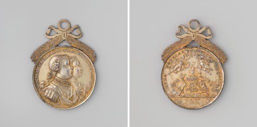 Marriage of William V with Wilhelmina Frederica Sophia of Prussia in Berlin, medal presented to the shooters of Amsterdam during a meeting in the Doelen and to the firemen of The Hague