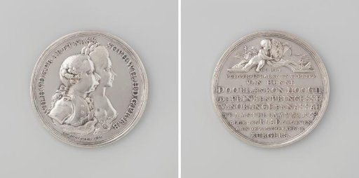 Residence of William V and Wilhelmina of Prussia in Amsterdam, medal awarded by the council to the citizens on guard