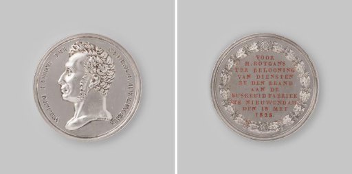 H. Rotgans, medal awarded for services during the fire at the gunpowder factory in Nieuwendijk