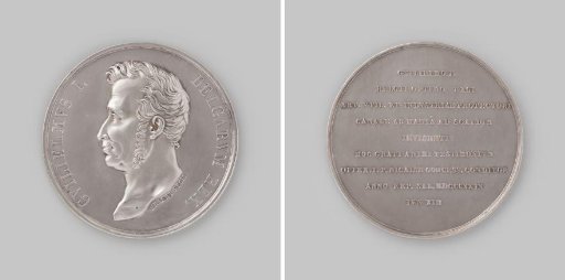 William I Frederick, King of the Netherlands, medal presented to him by J.P. Nicaise, concessionaire and founder of the Canal between Haine and Scheldt during his inspection