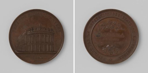 Inauguration of the Theatre Royale in Antwerp, medal presented by the States of Antwerp to the architect P. Bourla