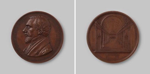 Royal Society the Great Harmony, medal struck in honor of A.J.P. Cluysenaar, architect of the new building