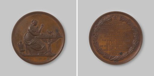 Production of the "Catalogue ou Description de la collection de medailles de J.J. Becker Bz.", gold medal awarded to I.P. Six, H.C. Milies, O. Keer and C.I.S. Tetterode
